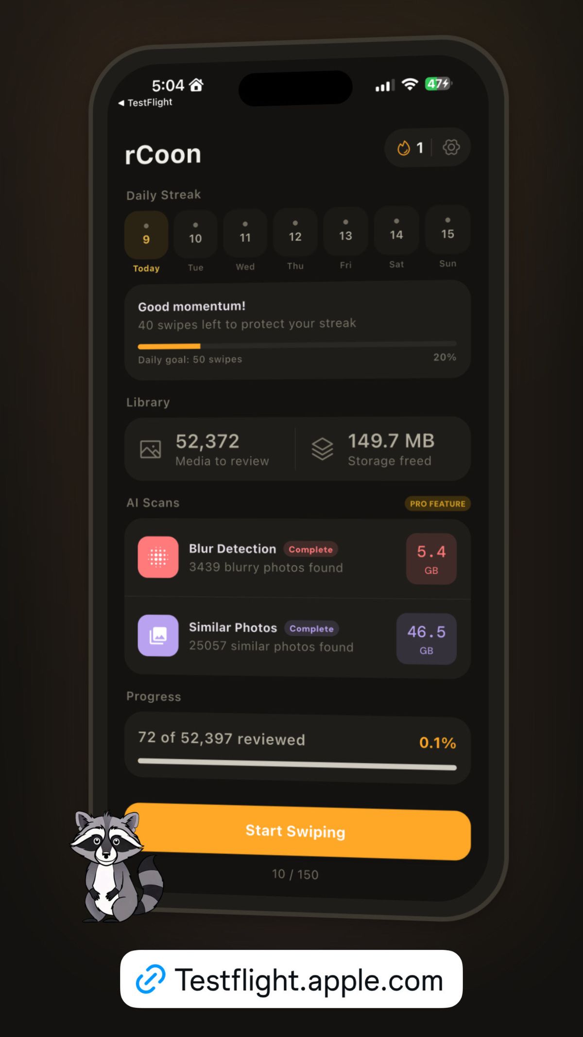 rCoon – Smart Photo Cleaner with Swipe UX & On-Device AI screenshot 1