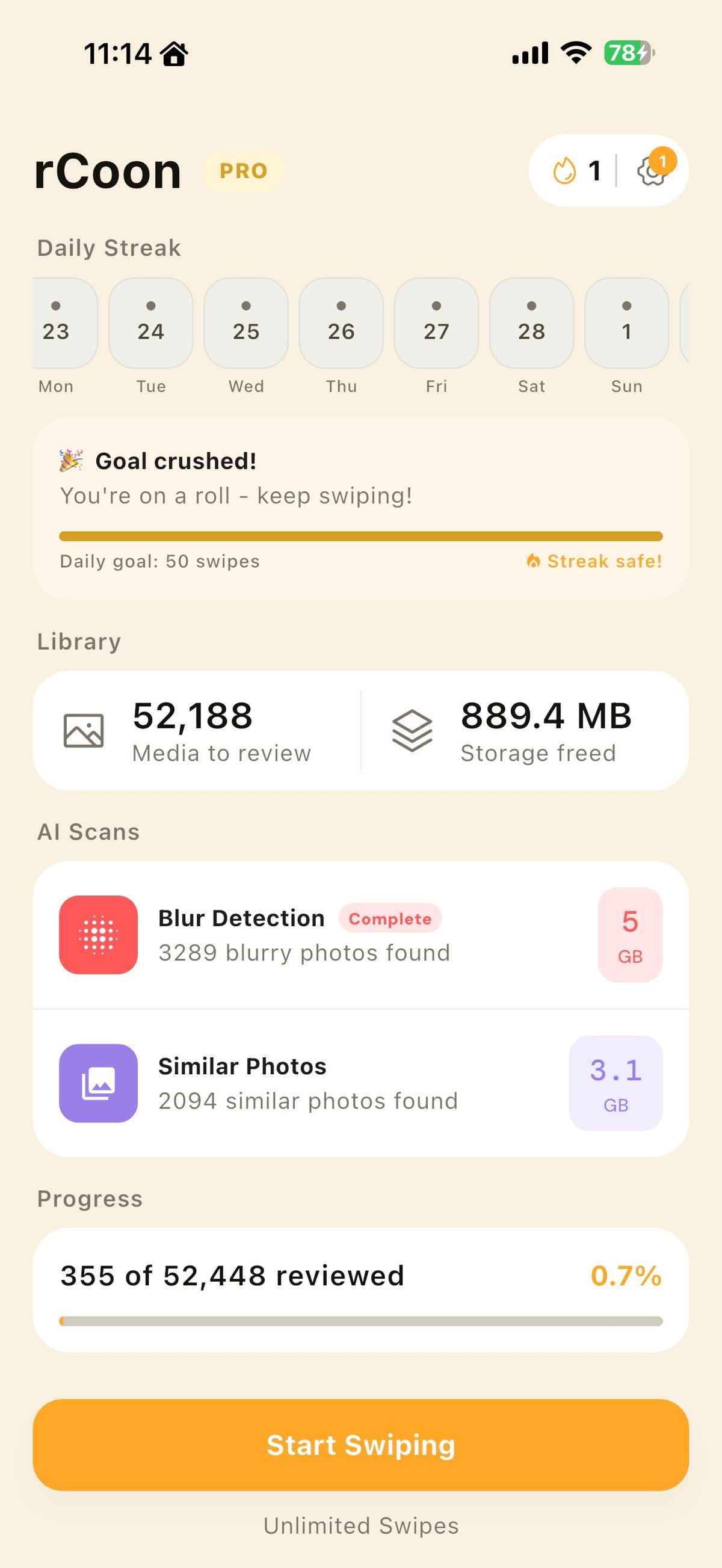 rCoon – Smart Photo Cleaner with Swipe UX & On-Device AI screenshot 2
